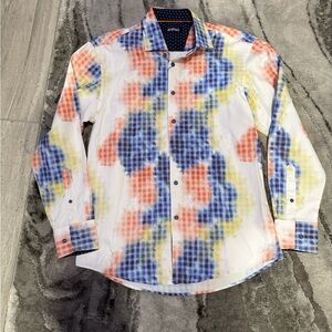 Bespoke Blue, Yellow, and Orange Checkered Shirt